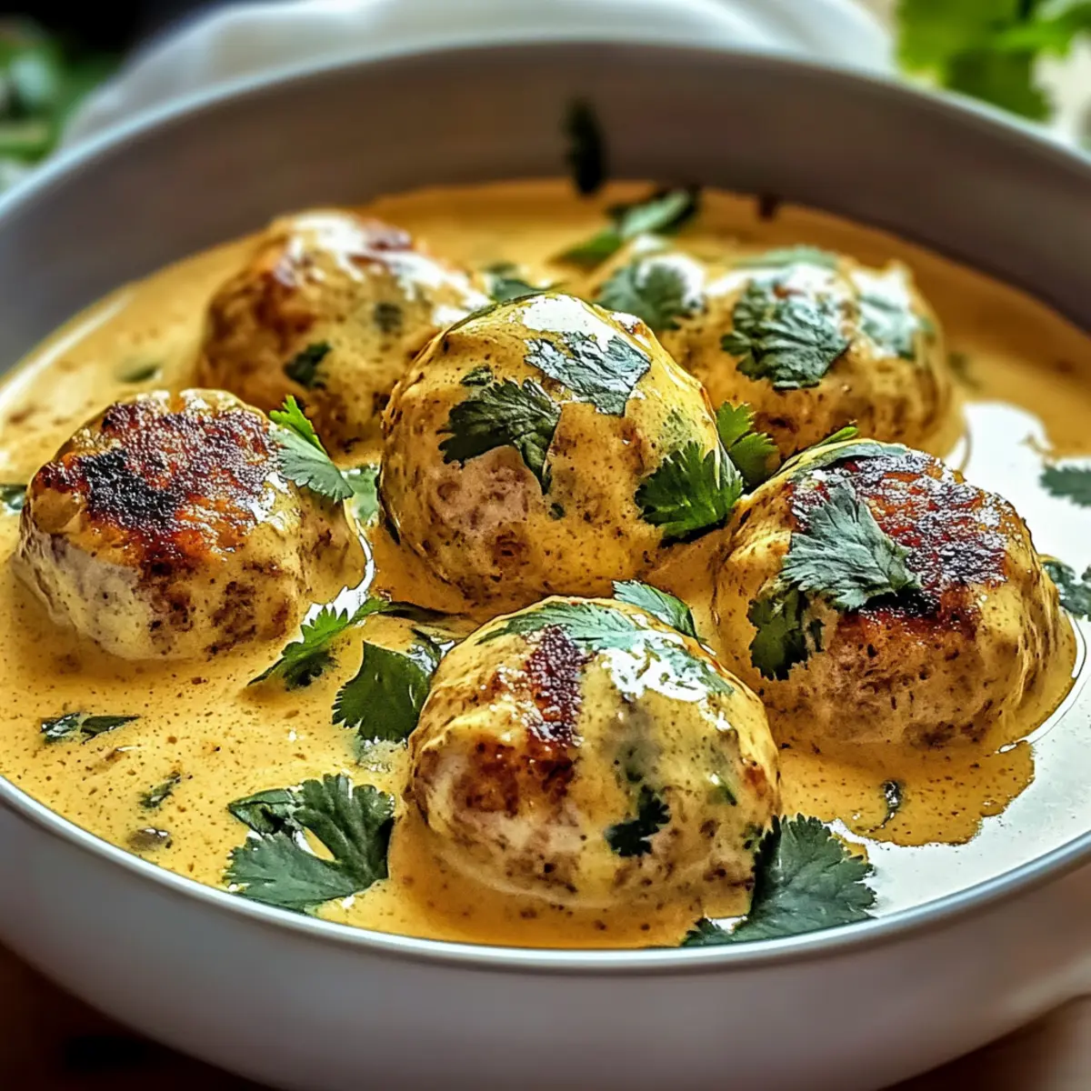 Thai Chicken Meatballs in Creamy Coconut Curry