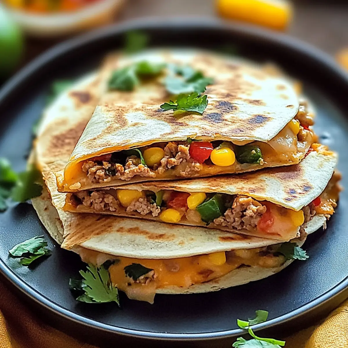 Cheesy Ground Turkey Quesadillas